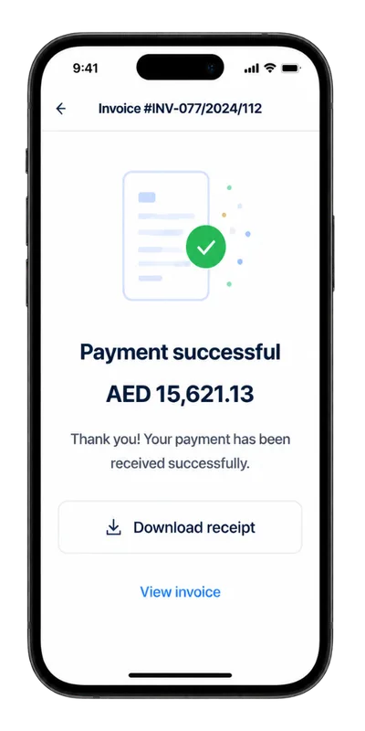 An Invroot payment confirmation on iPhone